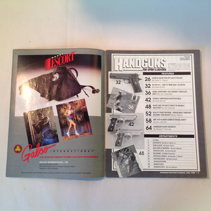 Vintage Apr 1992 Guns & Ammo Handguns For Sport & Defense Magazine Colt .45 Auto Point Shooting Special Combat Issue Penetration Enough Too Much