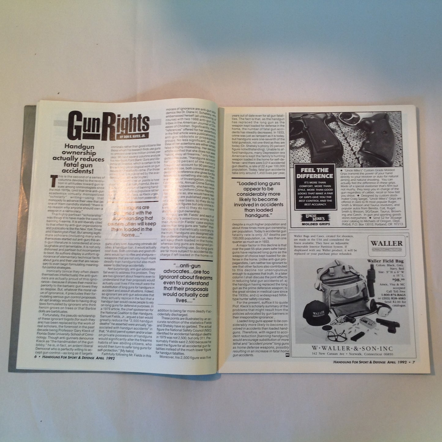 Vintage Apr 1992 Guns & Ammo Handguns For Sport & Defense Magazine Colt .45 Auto Point Shooting Special Combat Issue Penetration Enough Too Much