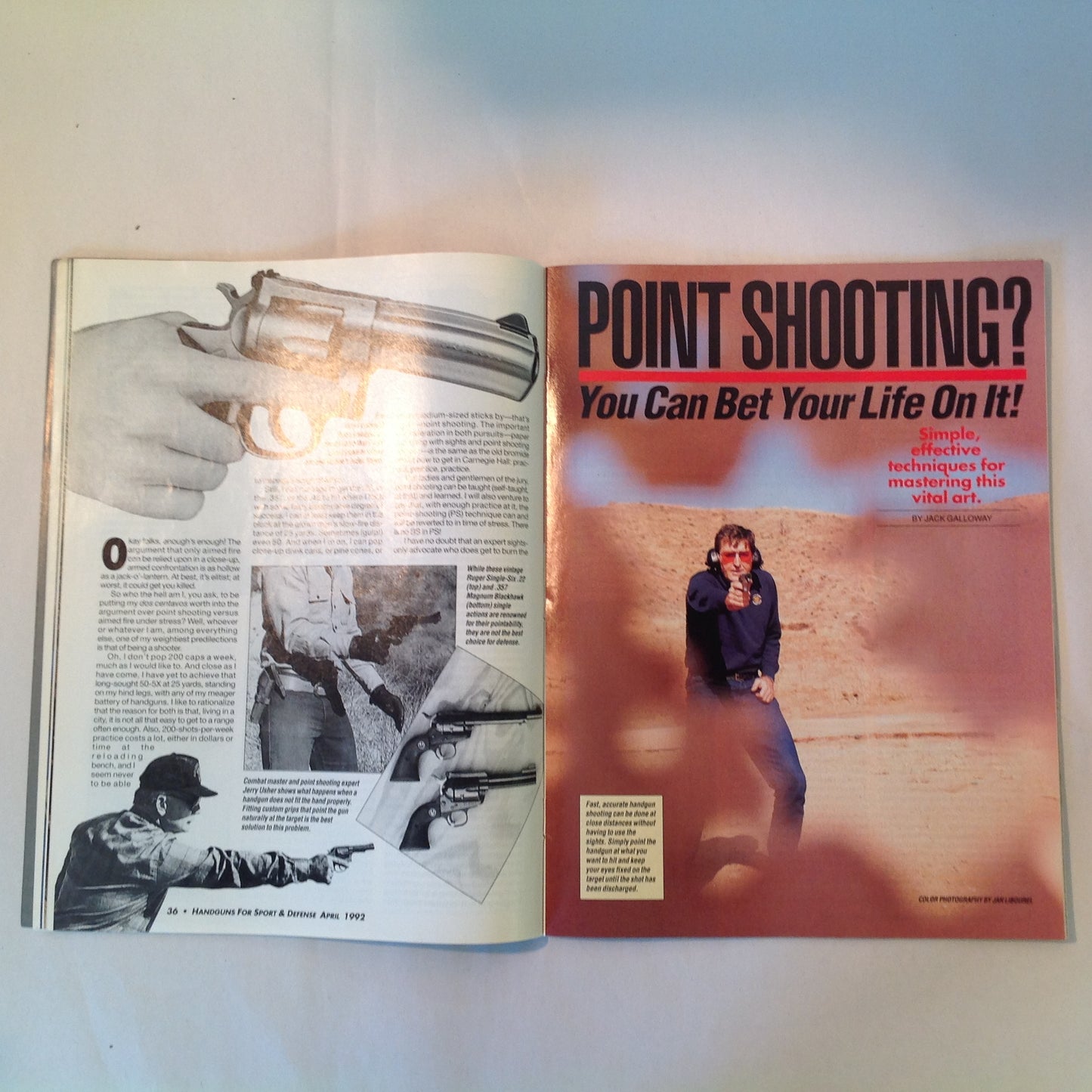 Vintage Apr 1992 Guns & Ammo Handguns For Sport & Defense Magazine Colt .45 Auto Point Shooting Special Combat Issue Penetration Enough Too Much