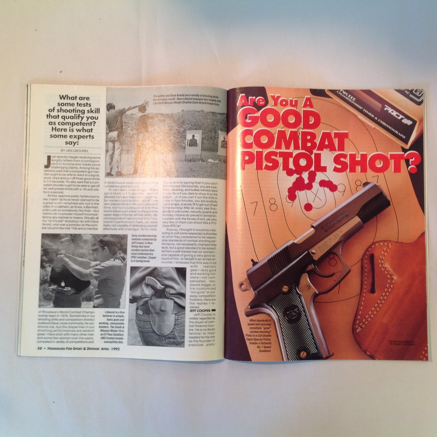 Vintage Apr 1992 Guns & Ammo Handguns For Sport & Defense Magazine Colt .45 Auto Point Shooting Special Combat Issue Penetration Enough Too Much