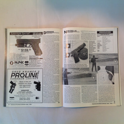 Vintage Apr 1992 Guns & Ammo Handguns For Sport & Defense Magazine Colt .45 Auto Point Shooting Special Combat Issue Penetration Enough Too Much
