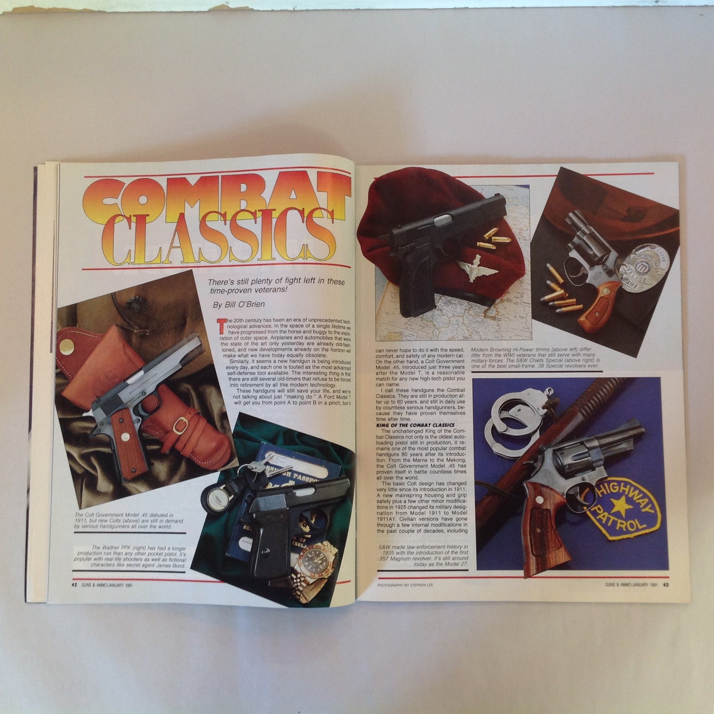 Vintage Jan 1991 Guns & Ammo Magazine Shootout: .40 S&W VS .45 ACP Beretta Stainless 9mm How To Keep Your Guns Safe