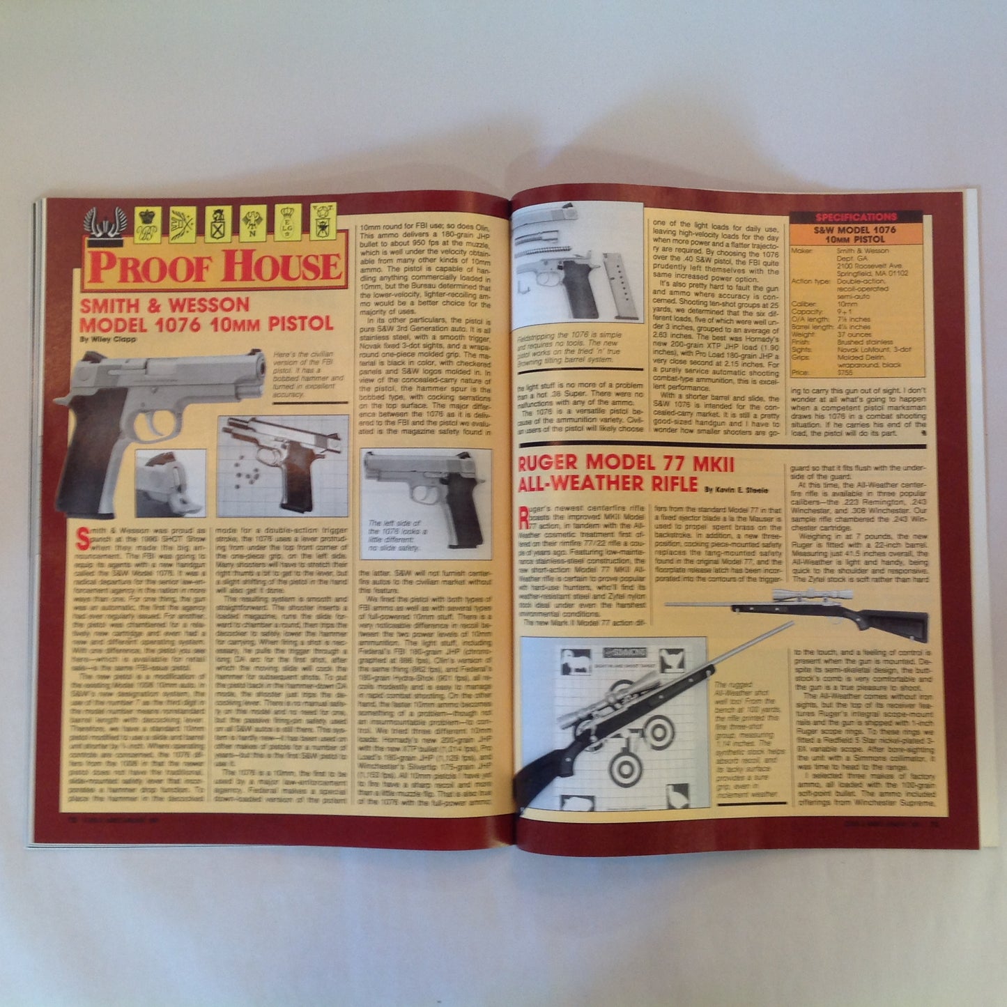 Vintage Jan 1991 Guns & Ammo Magazine Shootout: .40 S&W VS .45 ACP Beretta Stainless 9mm How To Keep Your Guns Safe