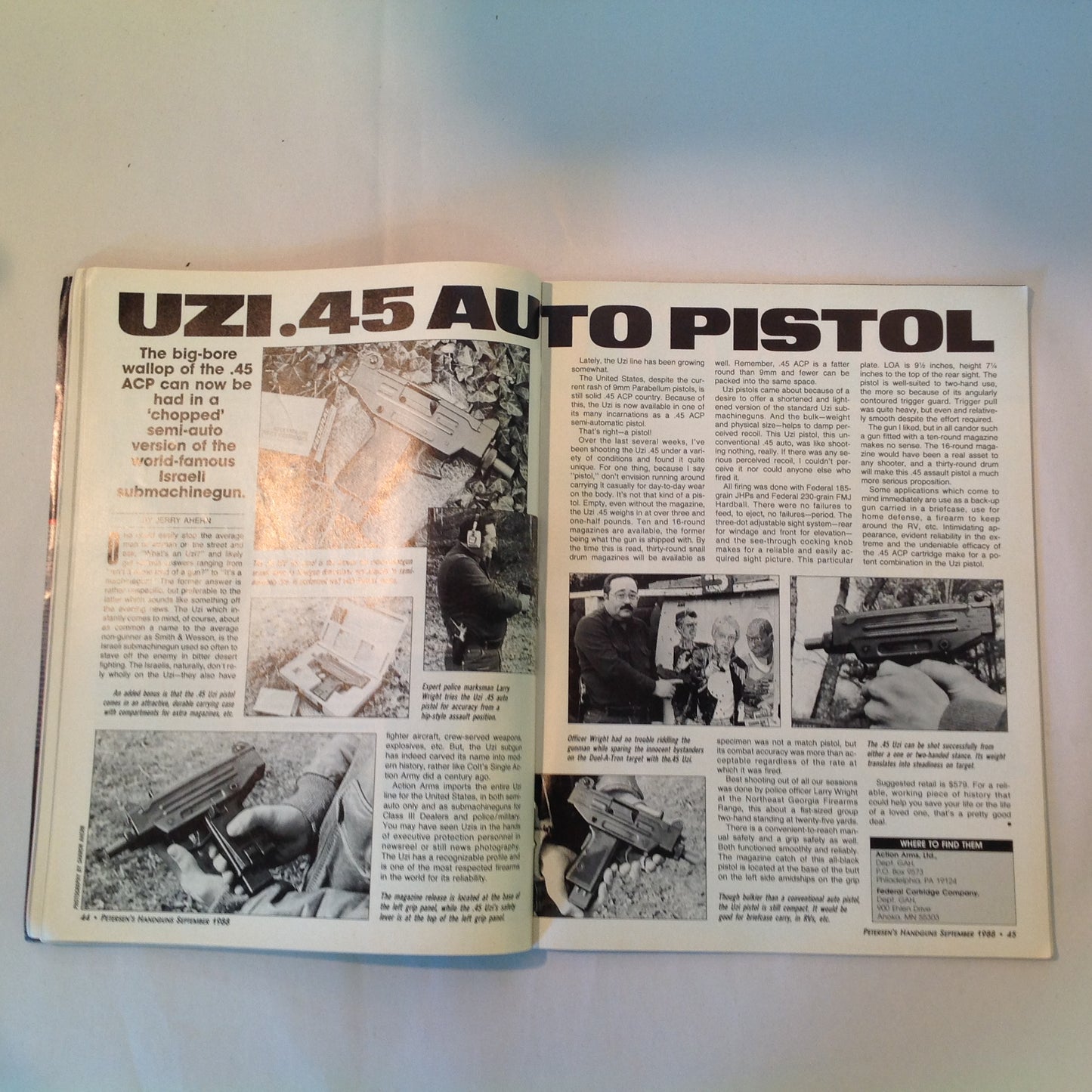 Vintage Sep 1988 Petersen's Handguns For Sport & Defense Pocket Pistols Match Shooting Point Firing
