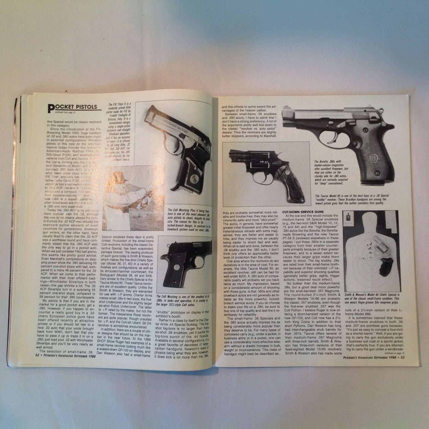 Vintage Sep 1988 Petersen's Handguns For Sport & Defense Pocket Pistols Match Shooting Point Firing