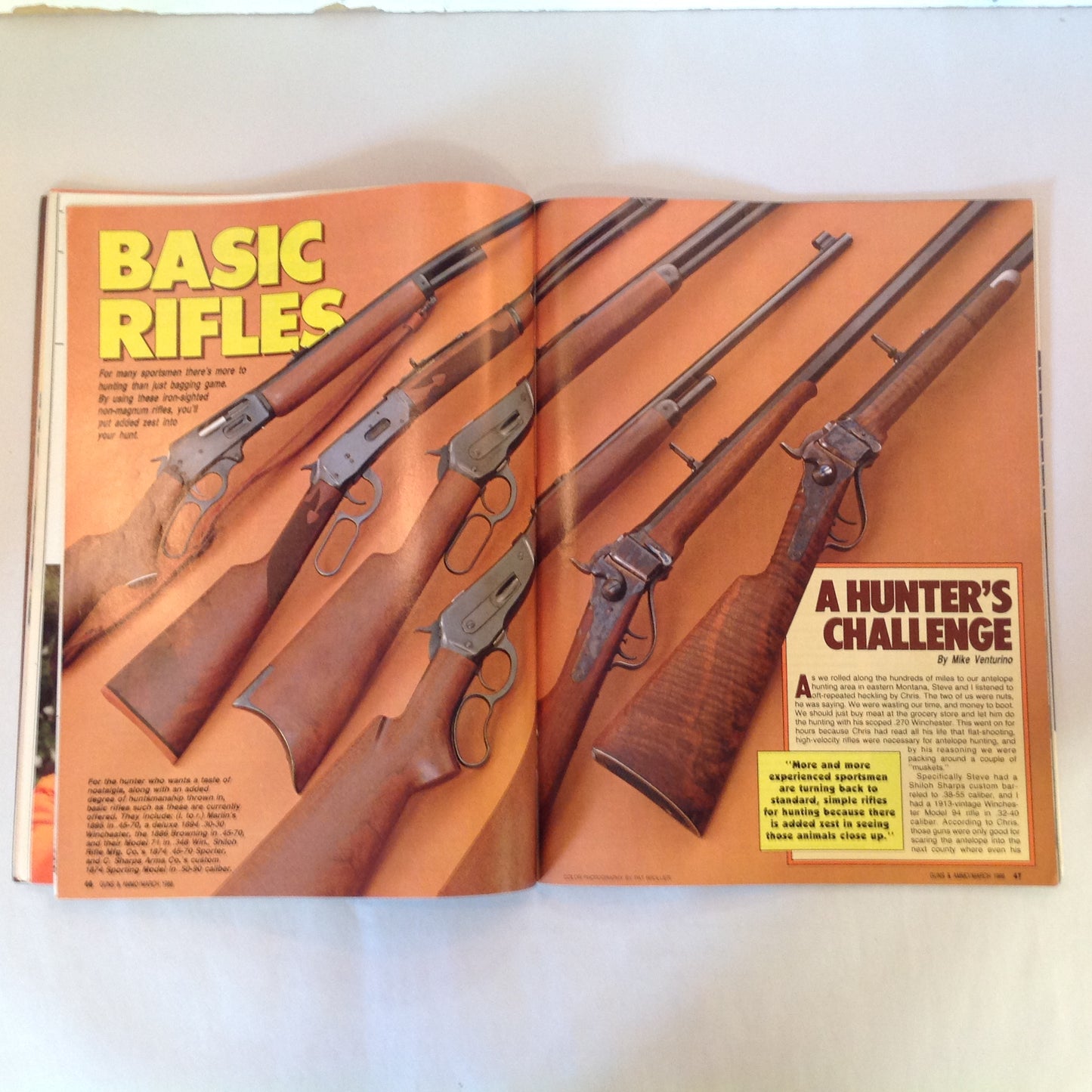 Vintage Mar 1988 Guns & Ammo Magazine Shooting Glasses .22 Handguns .35 Whelen Plain Jane Rifles