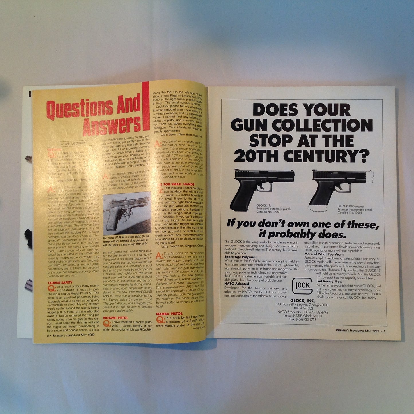 Vintage May 1989 Petersen's Handguns Magazine Basic Combat Handguns Smith & Wesson 9mm .45 Autos Backup Guns
