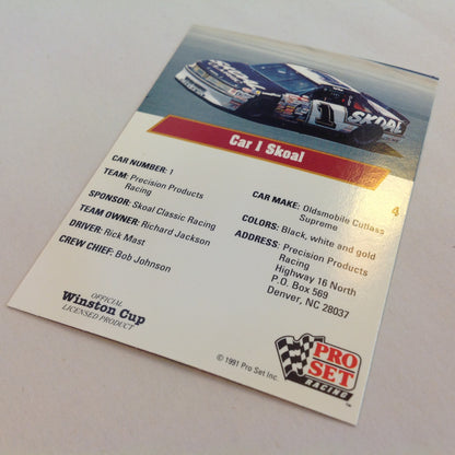 Vintage 1991 Pro Set Racing Signed Card Rick Mast Skoal Car 1 NASCAR Autographed