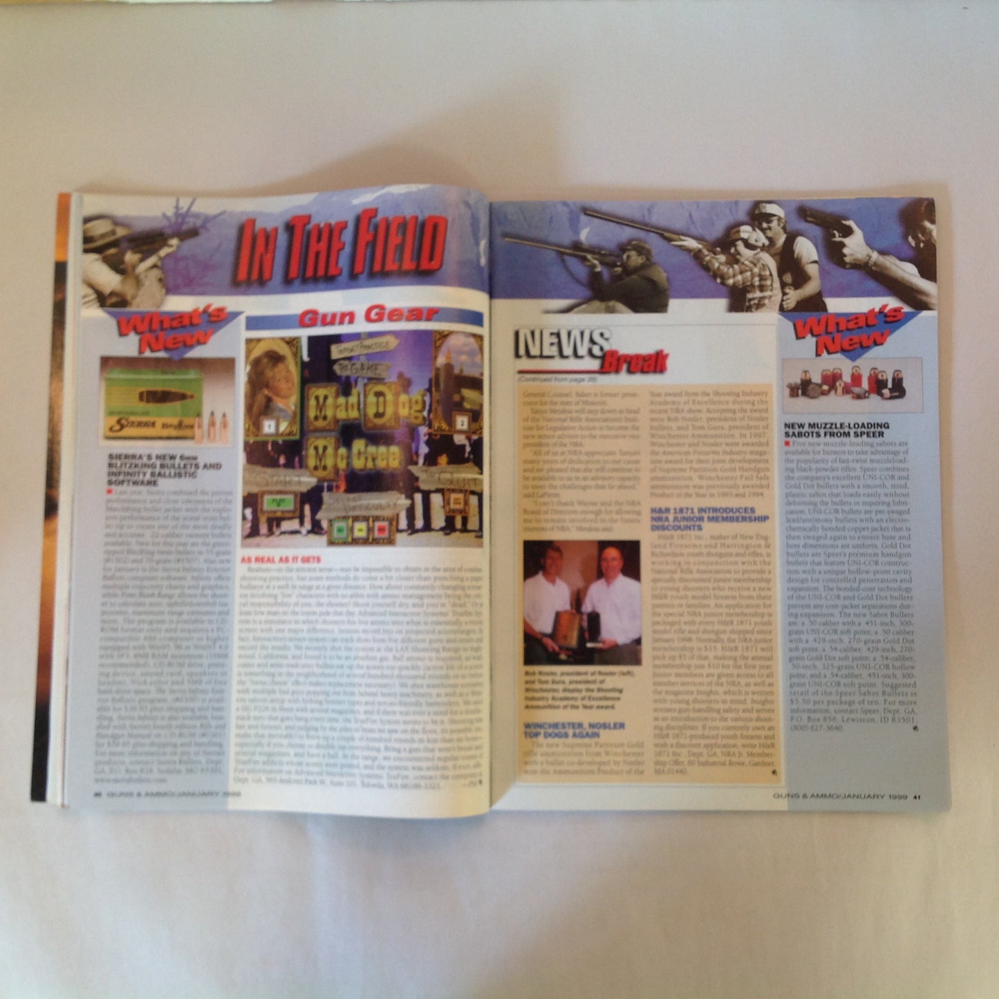 Vintage Jan 1999 Guns & Ammo Magazine Sneak Preview New For '99 Guns Ammo Optics