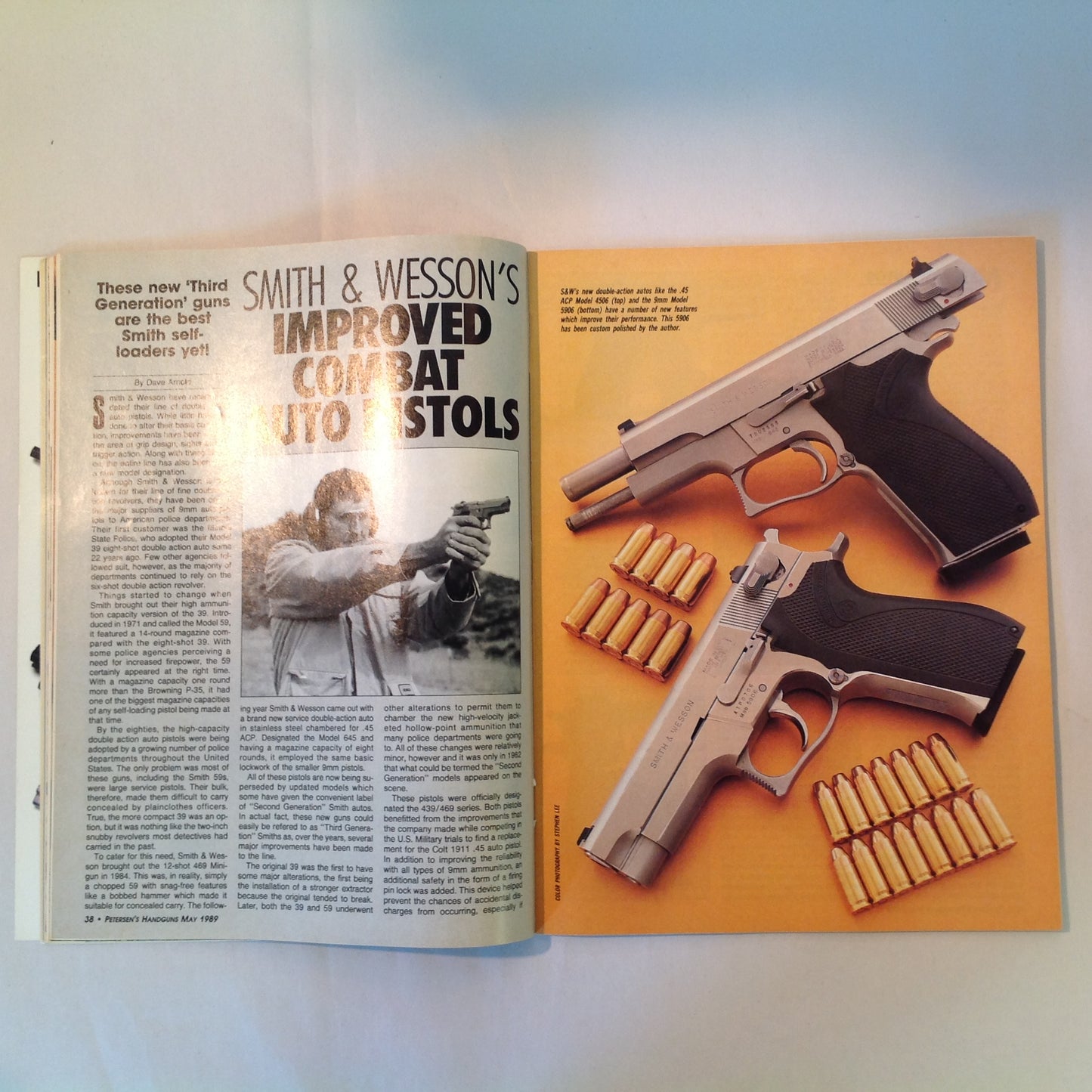 Vintage May 1989 Petersen's Handguns Magazine Basic Combat Handguns Smith & Wesson 9mm .45 Autos Backup Guns