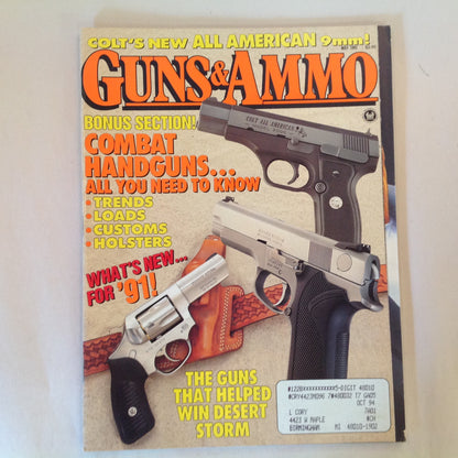 Vintage May 1991 Guns & Ammo Magazine Colt 9mm Combat Handguns All You Need to Know Guns That Helped Win Desert Storm