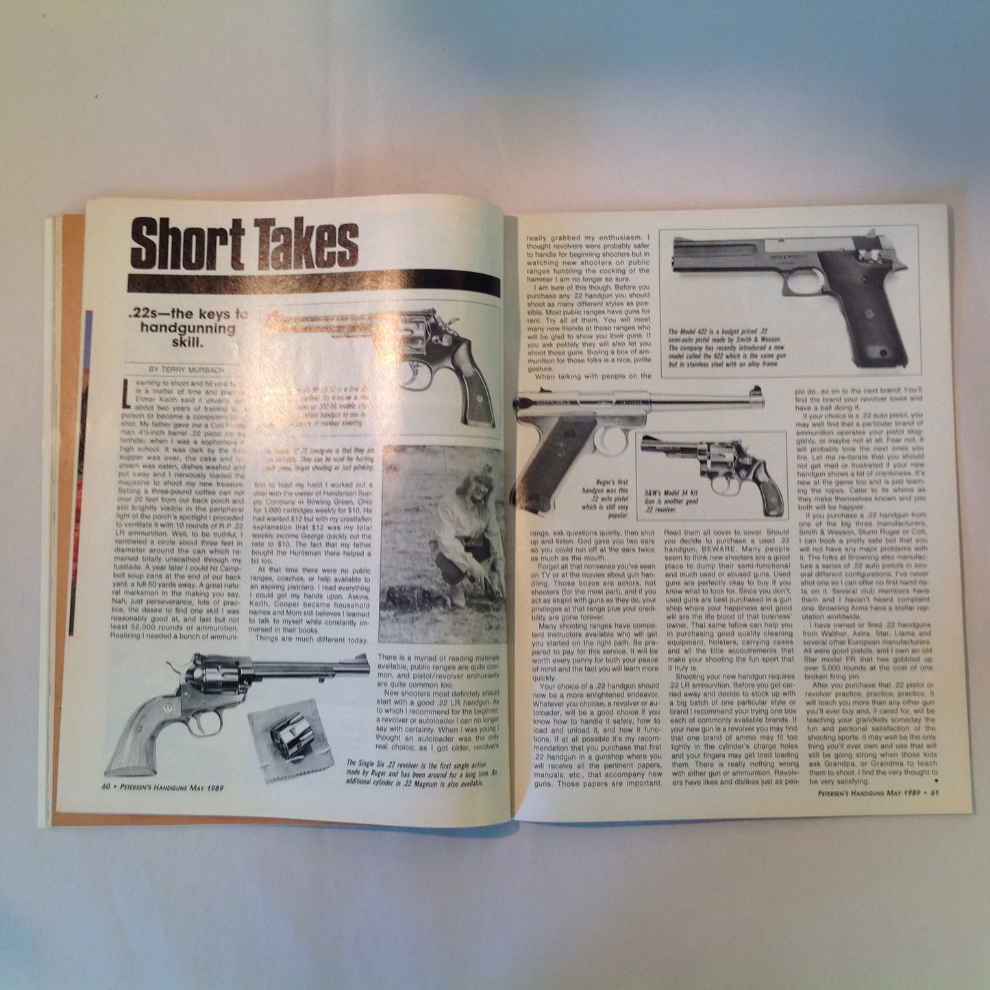 Vintage May 1989 Petersen's Handguns Magazine Basic Combat Handguns Smith & Wesson 9mm .45 Autos Backup Guns