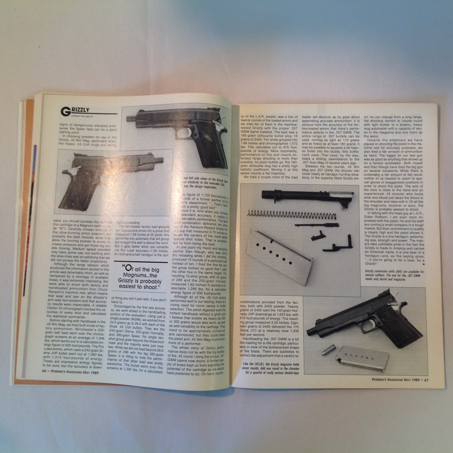 Vintage May 1989 Petersen's Handguns Magazine Basic Combat Handguns Smith & Wesson 9mm .45 Autos Backup Guns