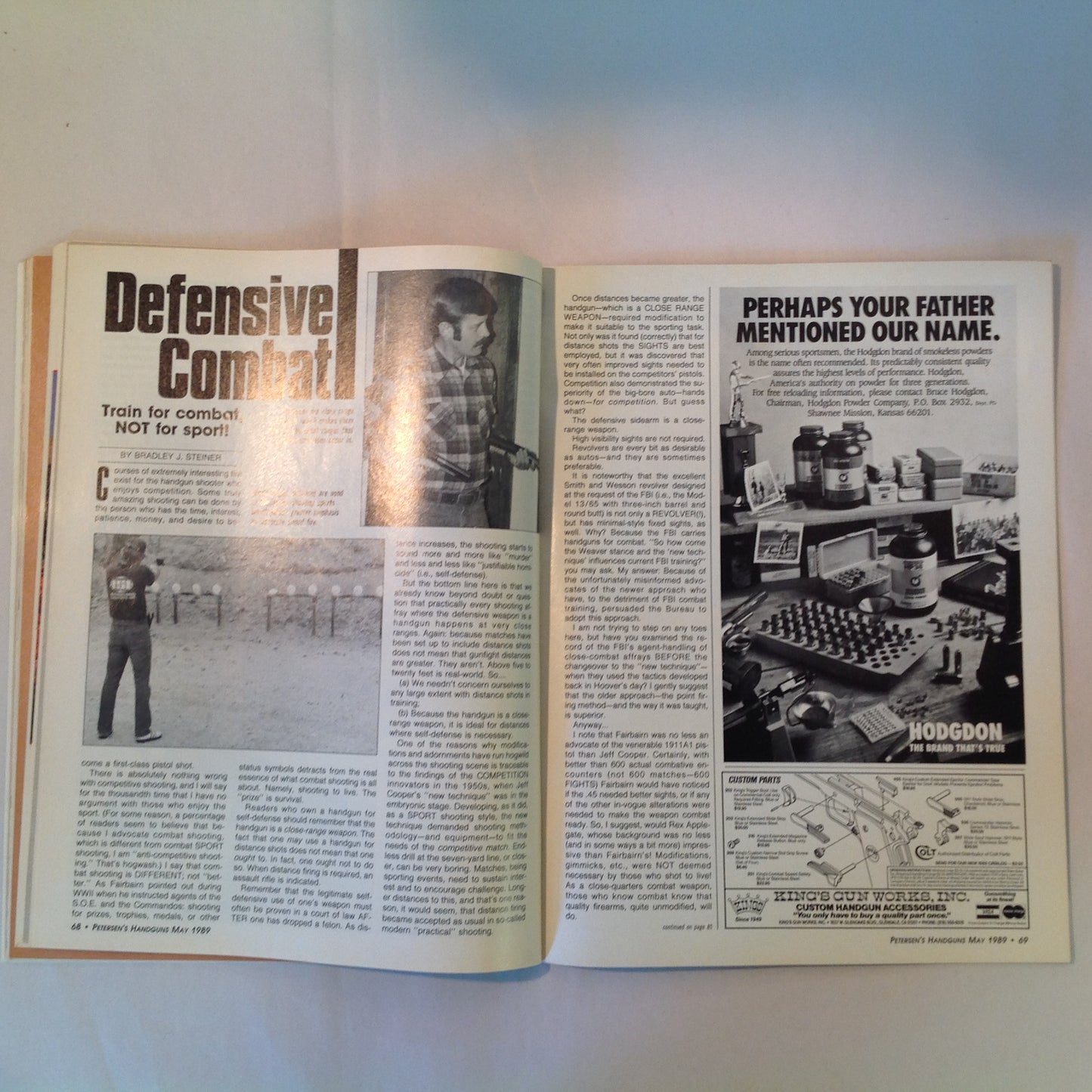 Vintage May 1989 Petersen's Handguns Magazine Basic Combat Handguns Smith & Wesson 9mm .45 Autos Backup Guns