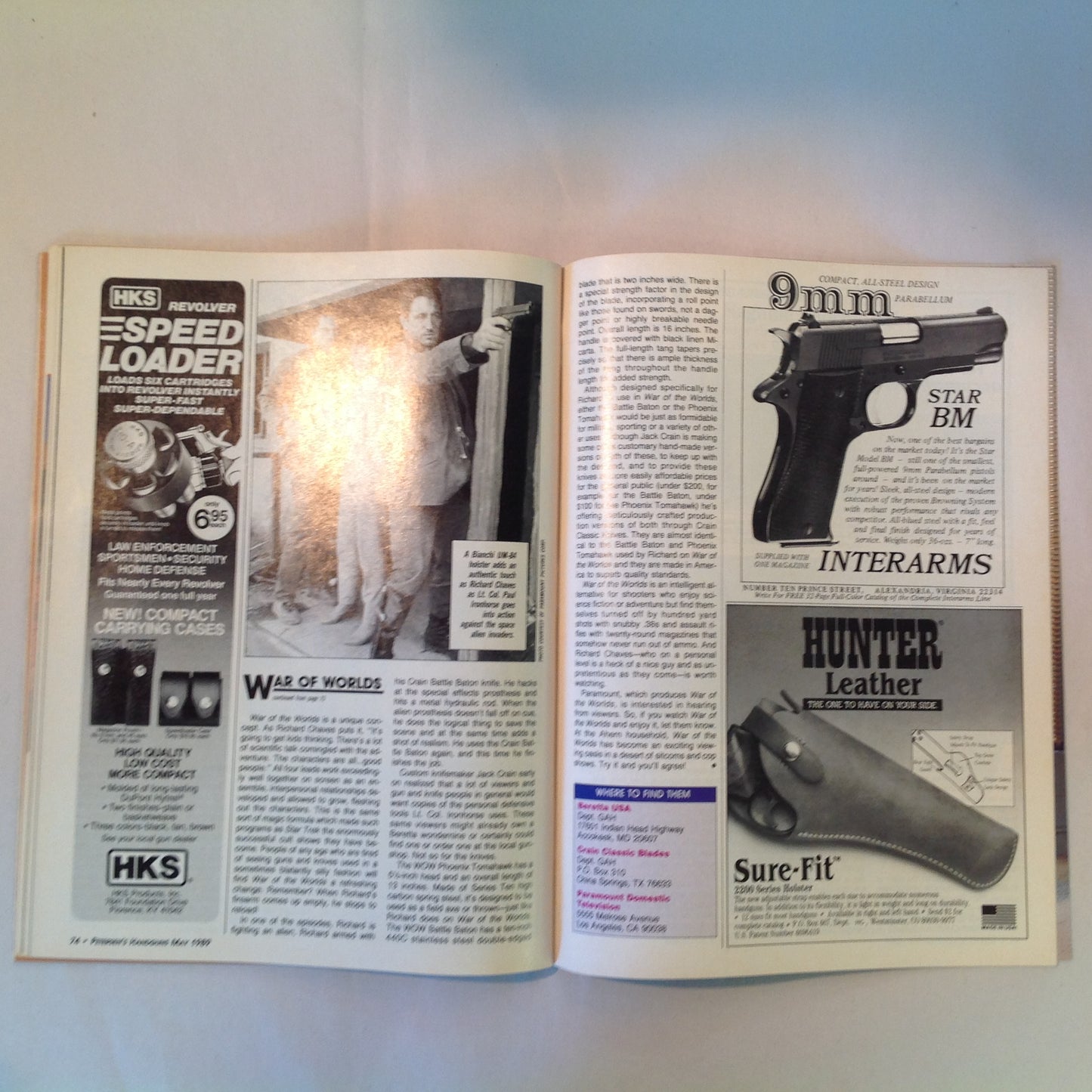 Vintage May 1989 Petersen's Handguns Magazine Basic Combat Handguns Smith & Wesson 9mm .45 Autos Backup Guns