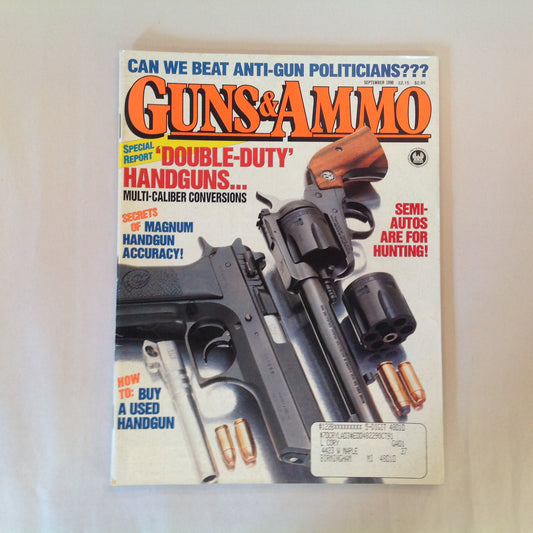 Vintage Sep 1990 Guns & Ammo Magazine Double-Duty Handguns Magnum Handgun Accuracy How to Buy a Used Handgun