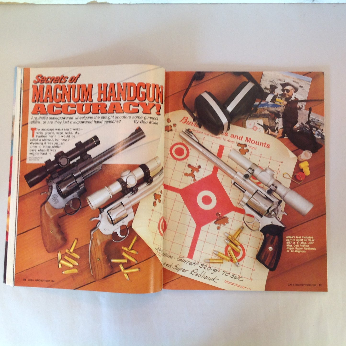 Vintage Sep 1990 Guns & Ammo Magazine Double-Duty Handguns Magnum Handgun Accuracy How to Buy a Used Handgun