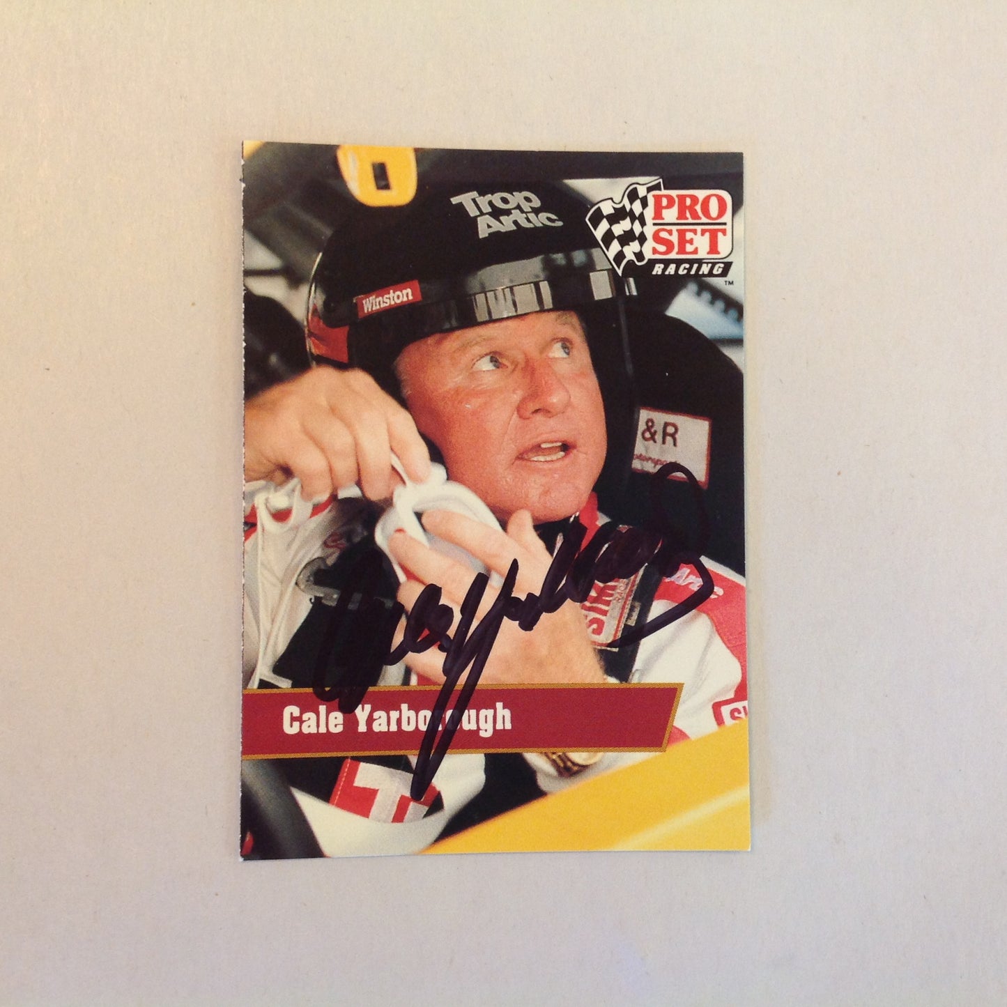 Vtg 1991 Pro Set Racing Signed Card Cale Yarborough Helmet NASCAR Autographed