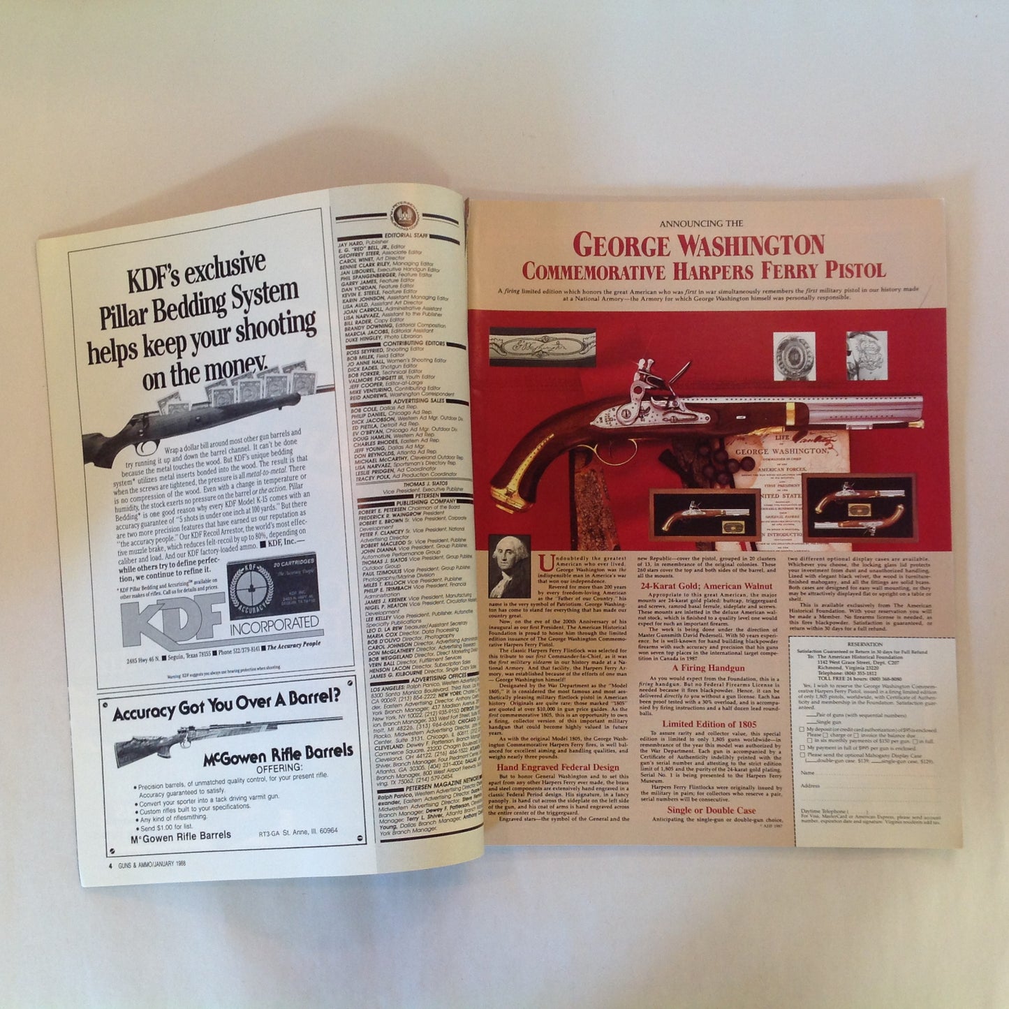 Vintage Jan 1988 Guns & Ammo Magazine .45 ACP .22 Hornet Self-Defense Shotgunning .44 Rhino