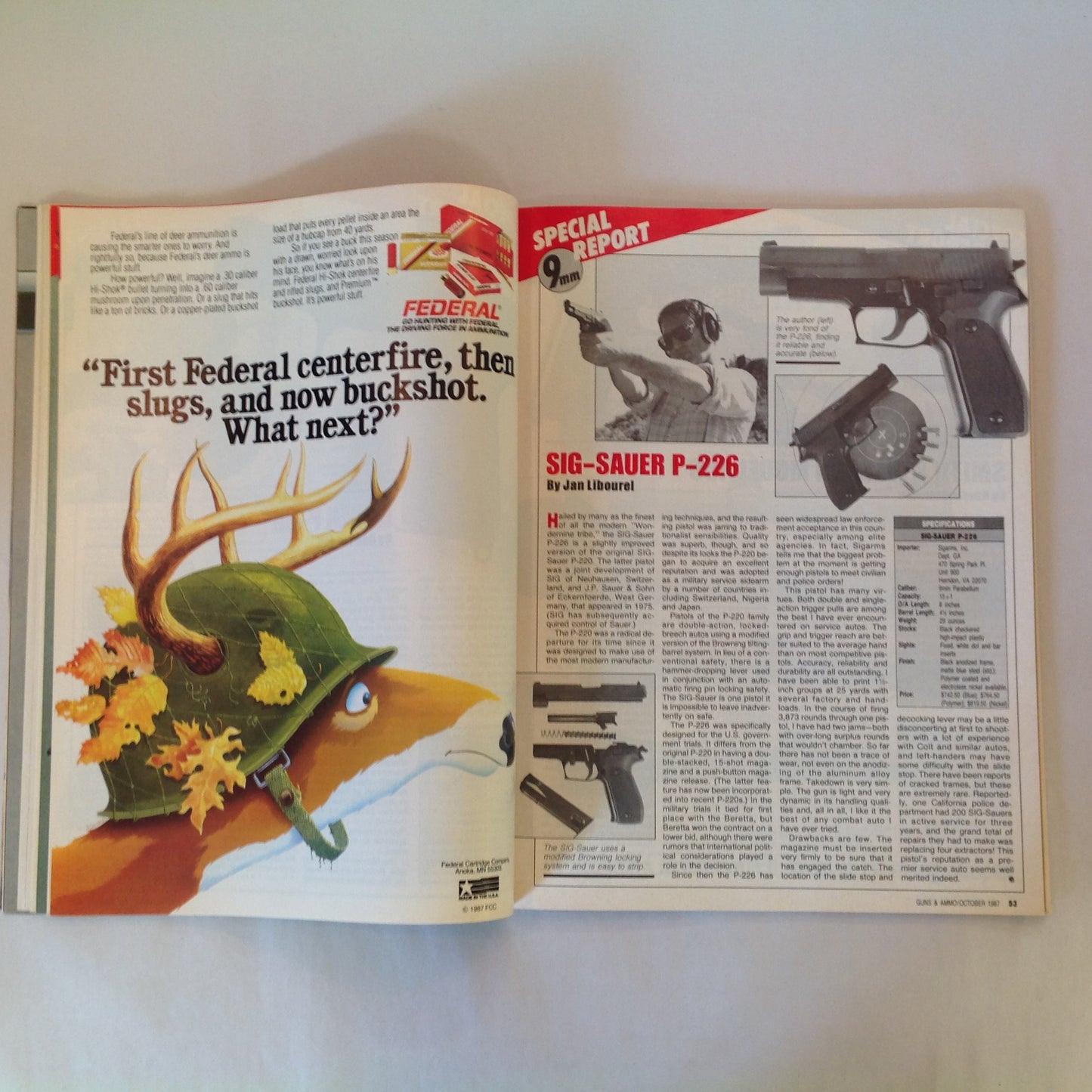 Vintage Oct 1987 Guns & Ammo Magazine The 9mm Flood Army Riflemen Airgun Ammo Shotgun Slugs
