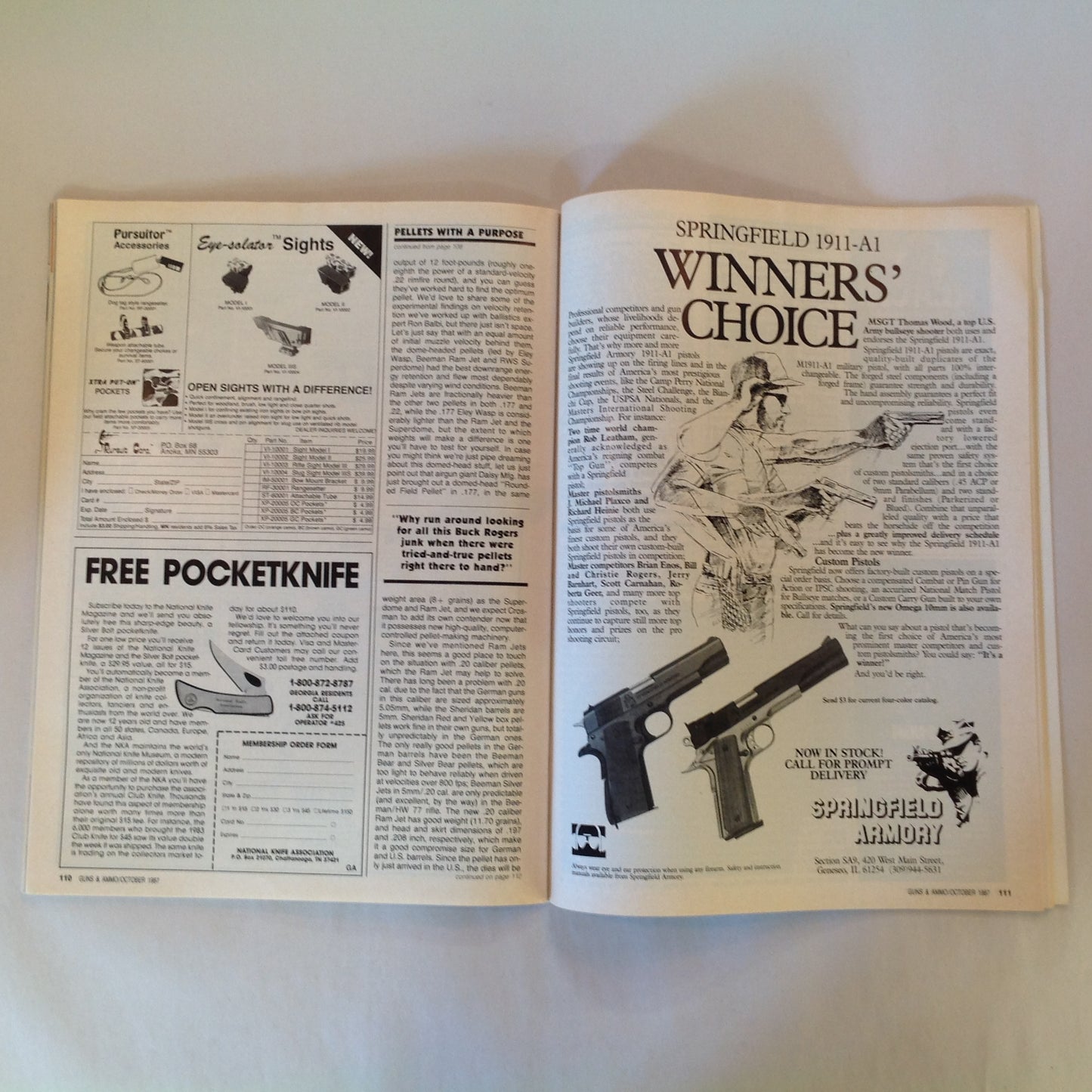 Vintage Oct 1987 Guns & Ammo Magazine The 9mm Flood Army Riflemen Airgun Ammo Shotgun Slugs