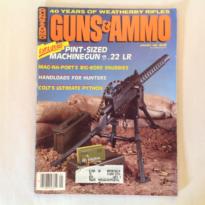 Vintage Jan 1985 Magazine Guns & Ammo Magazine Exclusive .22 LR Big-Bore Snubbies Handloads Hunters Colt Ultimate Python
