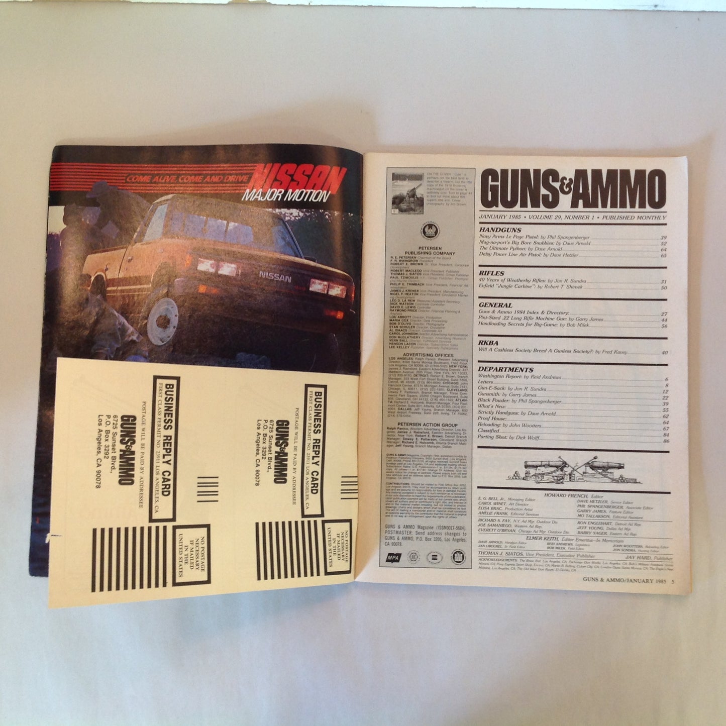 Vintage Jan 1985 Magazine Guns & Ammo Magazine Exclusive .22 LR Big-Bore Snubbies Handloads Hunters Colt Ultimate Python