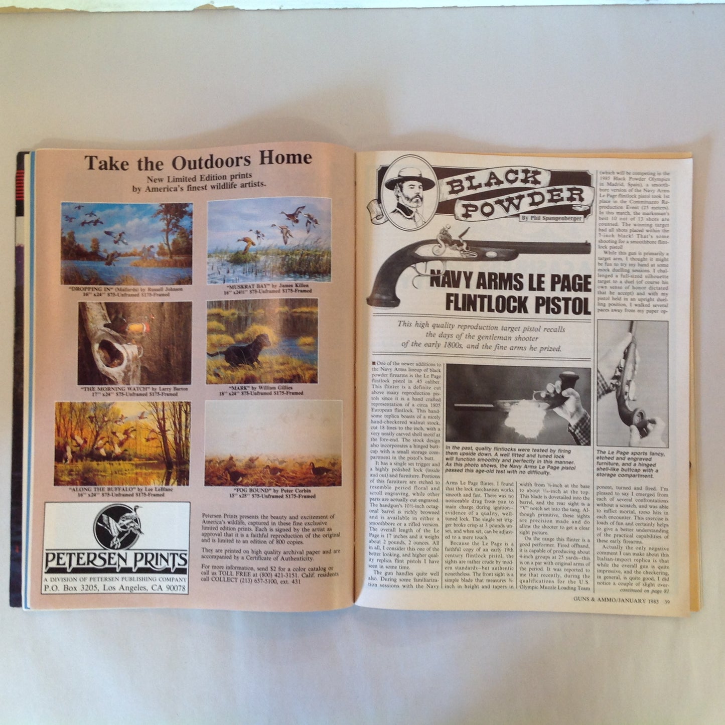Vintage Jan 1985 Magazine Guns & Ammo Magazine Exclusive .22 LR Big-Bore Snubbies Handloads Hunters Colt Ultimate Python