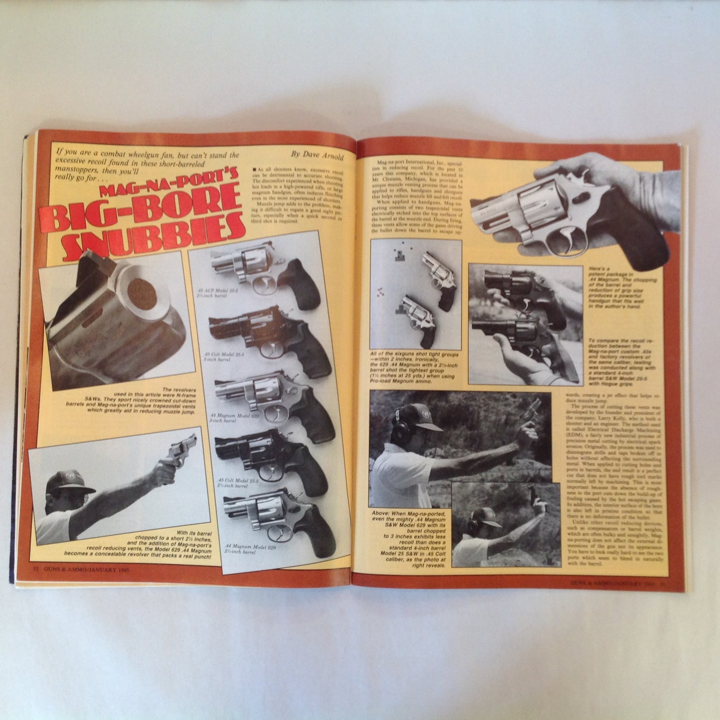 Vintage Jan 1985 Magazine Guns & Ammo Magazine Exclusive .22 LR Big-Bore Snubbies Handloads Hunters Colt Ultimate Python