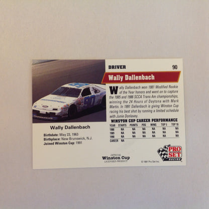 Vtg 1991 Pro Set Racing Signed Card Wally Dallenbach Driver NASCAR Autographed