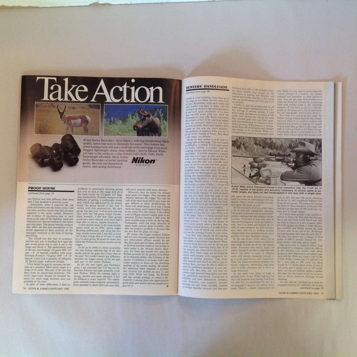 Vintage Jan 1985 Magazine Guns & Ammo Magazine Exclusive .22 LR Big-Bore Snubbies Handloads Hunters Colt Ultimate Python