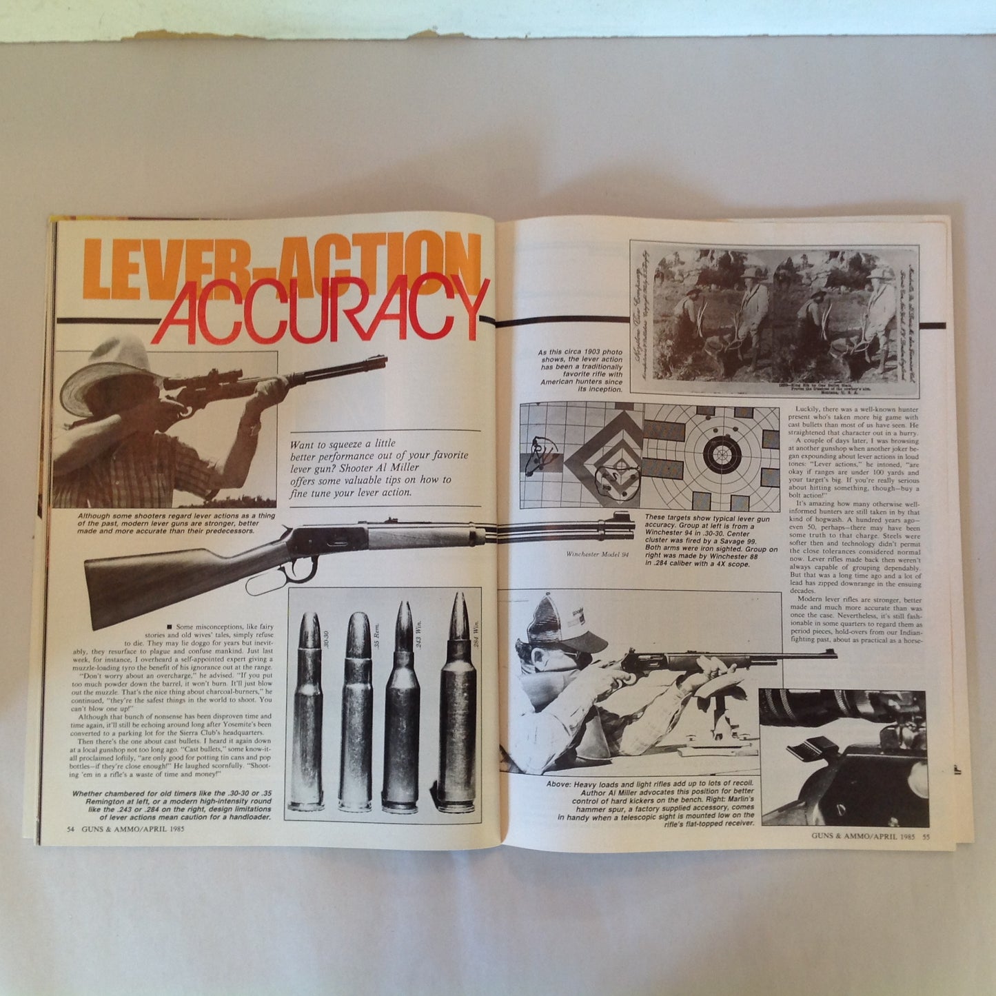 Vintage Apr 1985 Guns & Ammo Magazine New Challenge .45 Auto Lever-Action Accuracy Shotgun Basics