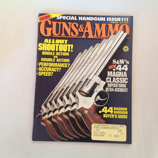 Vintage Oct 1990 Guns & Ammo Magazine All-Out Shootout S&W .44 Magna Classic .44 Magnum Handgun Buyer's Guide