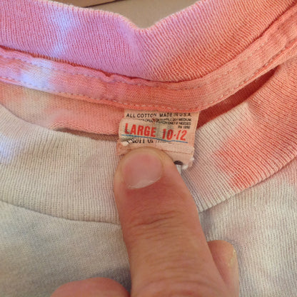 Vintage Hand Tie-Dyed Children's T-Shirt Hanes 10-12 Pinks Blues Lavender Scott G