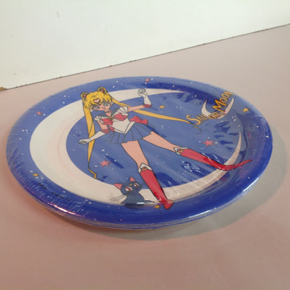 Vintage 1996 NOS Sailor Moon 9 in 8 Paper Plates Unopened Anime Manga Luna