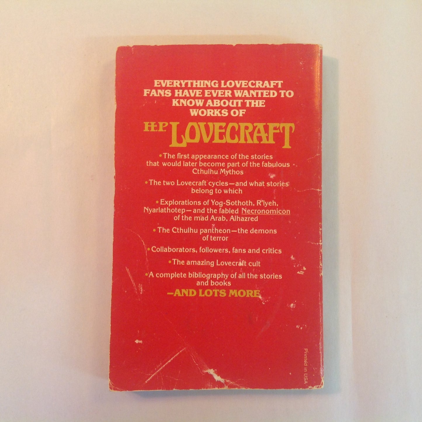 Vintage 1976 Mass Market Paperback LOVECRAFT: A Look Behind the Cthulhu Mythos Lin Carter