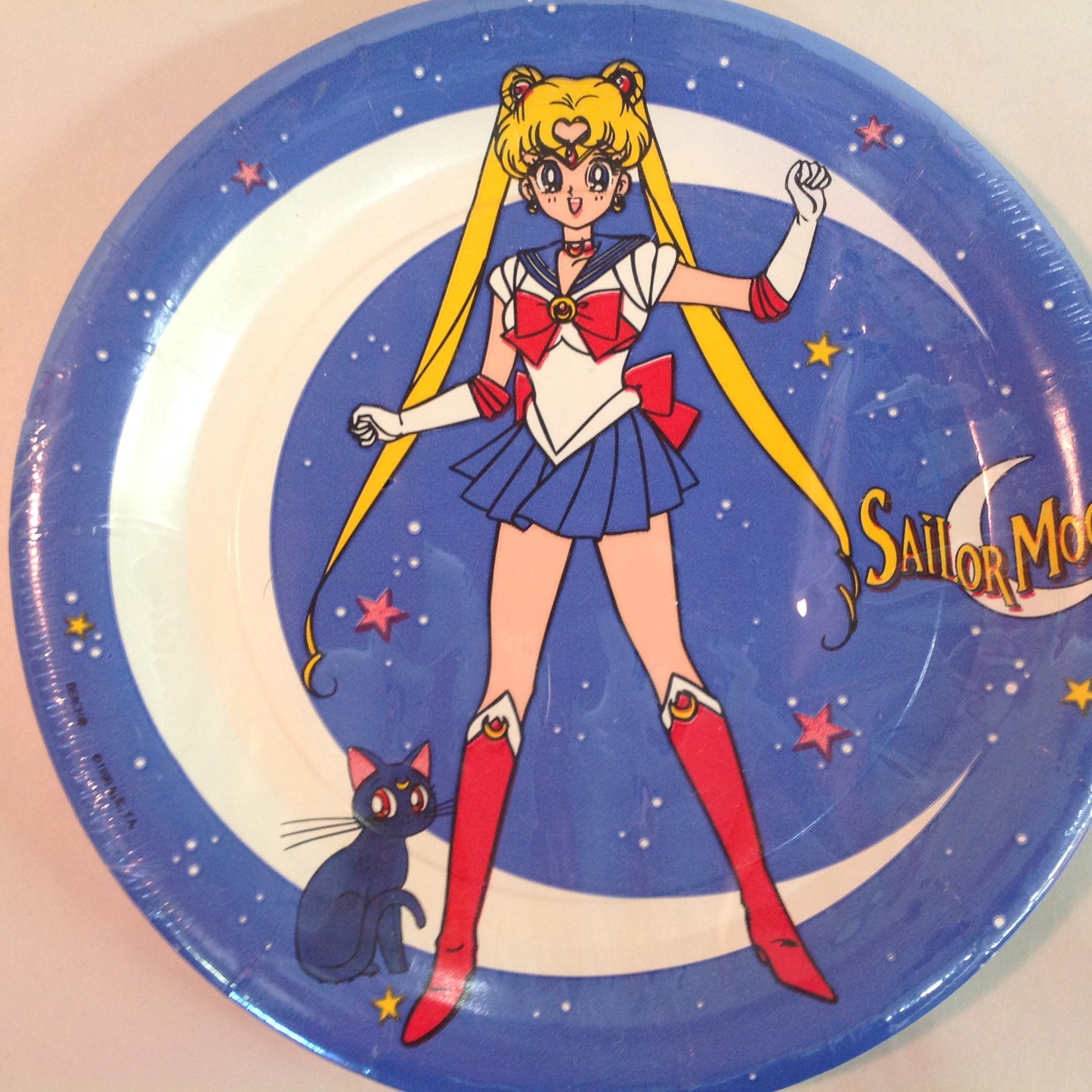 Vintage 1996 NOS Sailor Moon 9 in 8 Paper Plates Unopened Anime Manga Luna