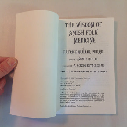 Vintage 1993 Trade Paperback The Wisdom of Amish Folk Medicine Patrick Quillin