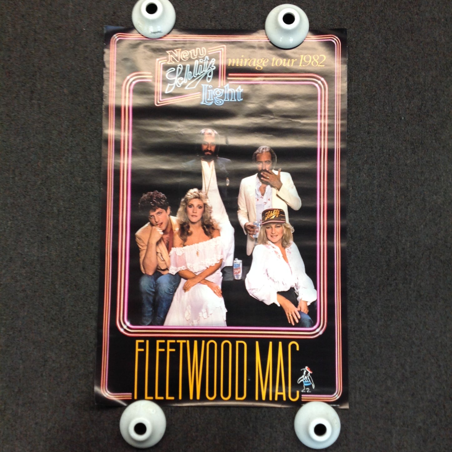 Vintage 1982 Fleetwood Mac Mirage Tour '82 Schlitz Light Beer Promotional Poster