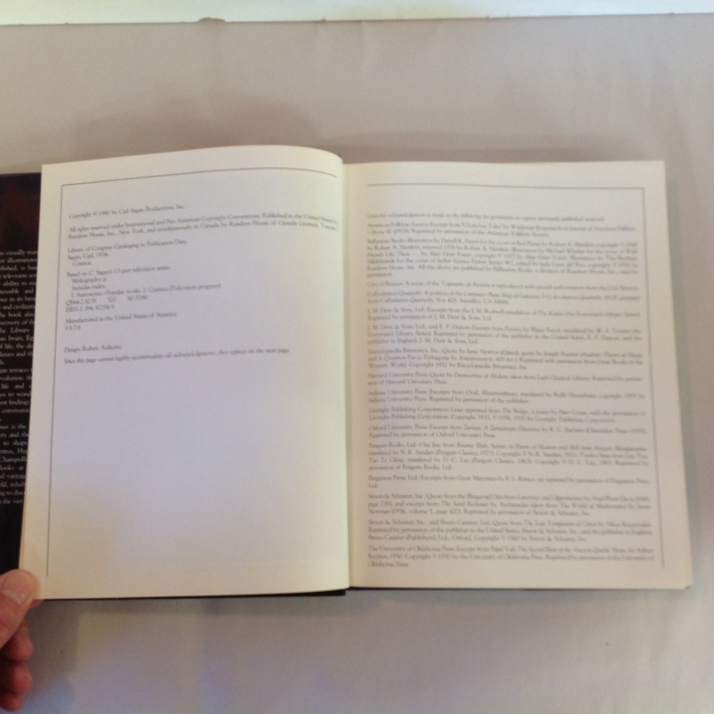 Vintage 1980 Hardcover Cosmos Carl Sagan