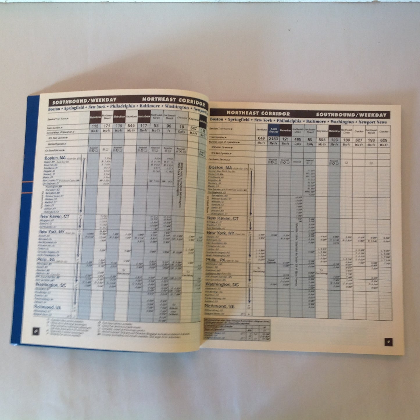 Vintage Winter 2001 Northeast Timetable Acela Express Train Railroad Schedule