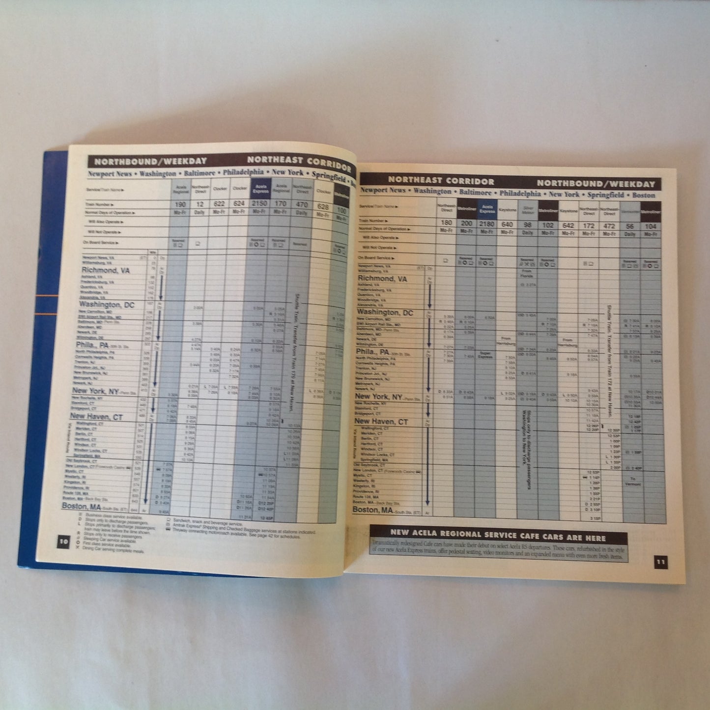 Vintage Winter 2001 Northeast Timetable Acela Express Train Railroad Schedule