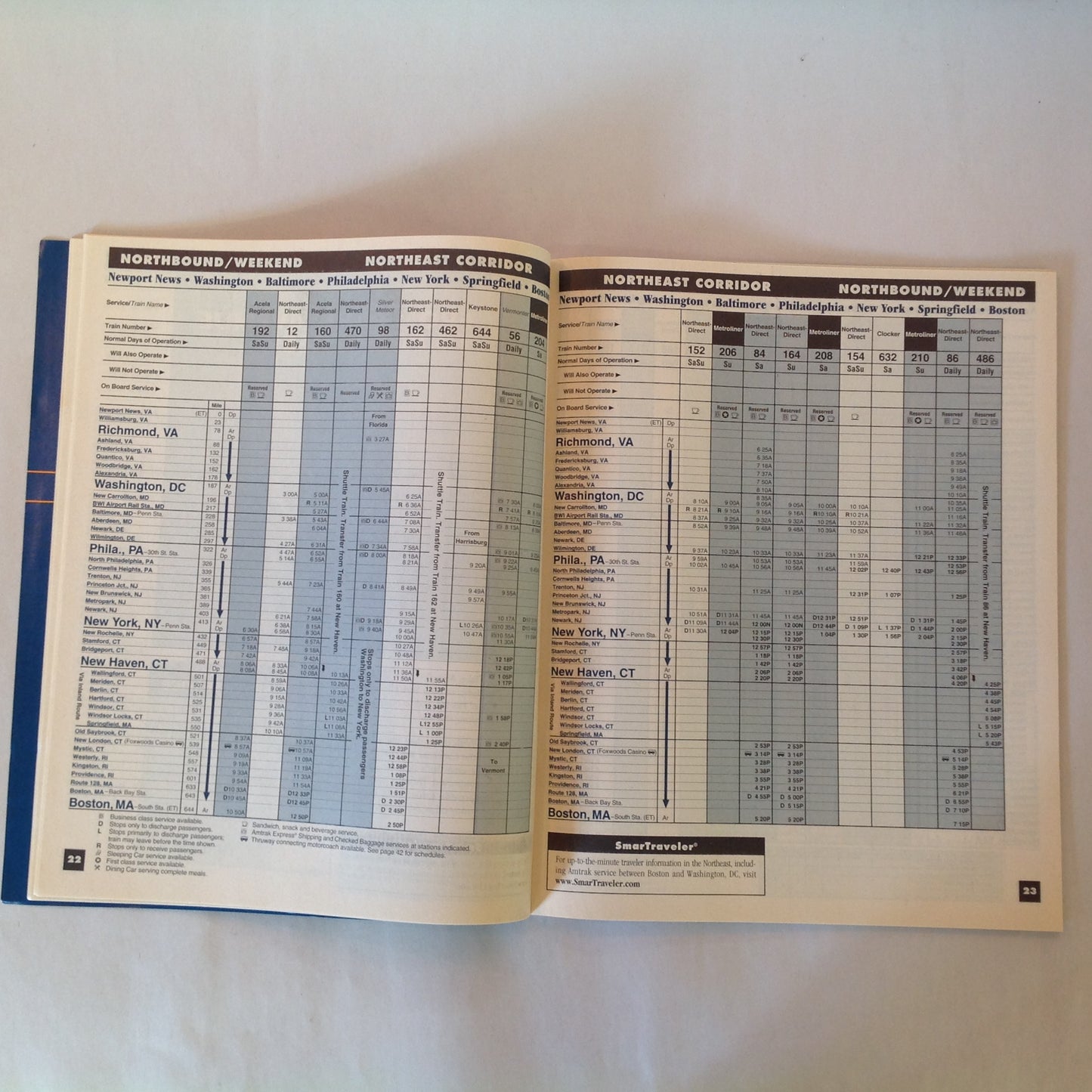 Vintage Winter 2001 Northeast Timetable Acela Express Train Railroad Schedule