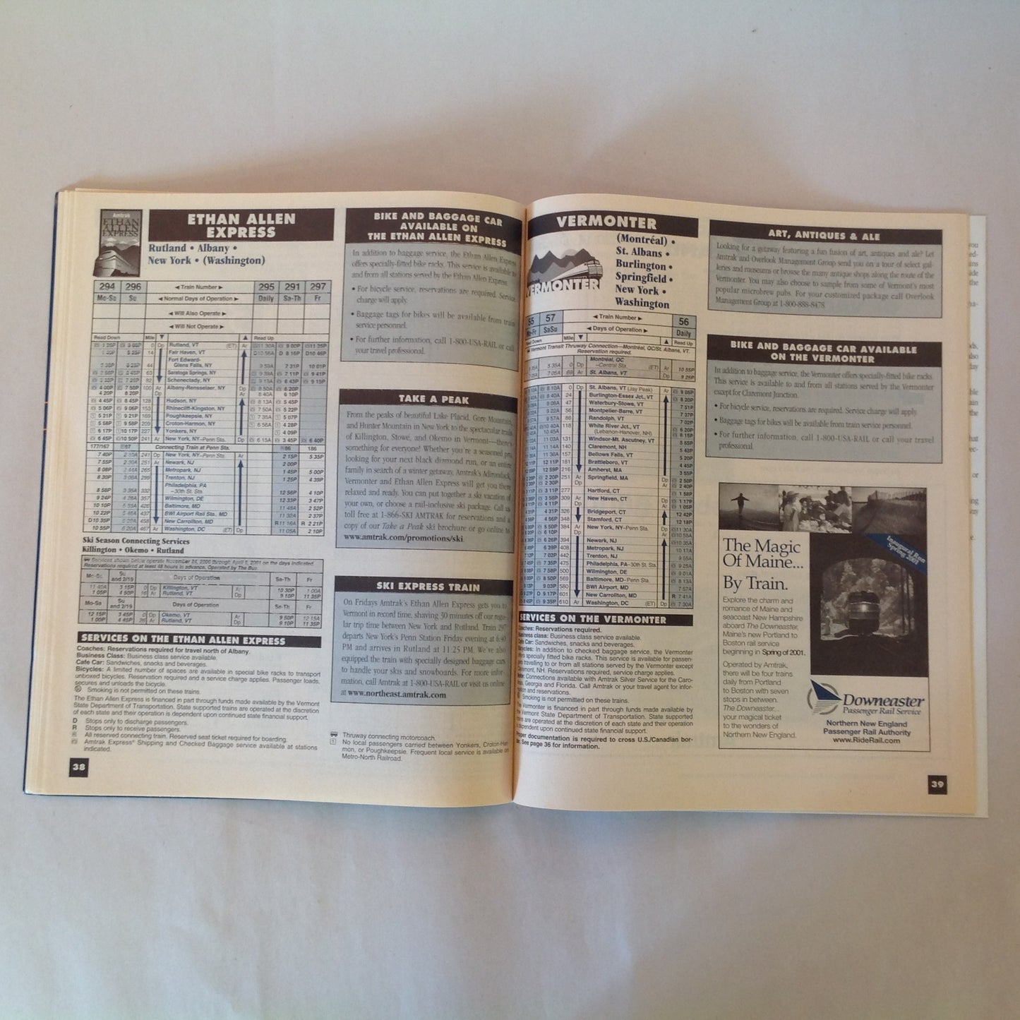 Vintage Winter 2001 Northeast Timetable Acela Express Train Railroad Schedule