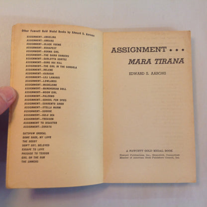 Vintage 1960 Mass Market Paperback Assignment: Mara Tirana Edward S. Aarons