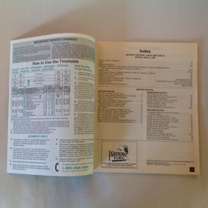 Vintage Spring 1995 Amtrak National Timetable Railroad Train Schedule Route USA
