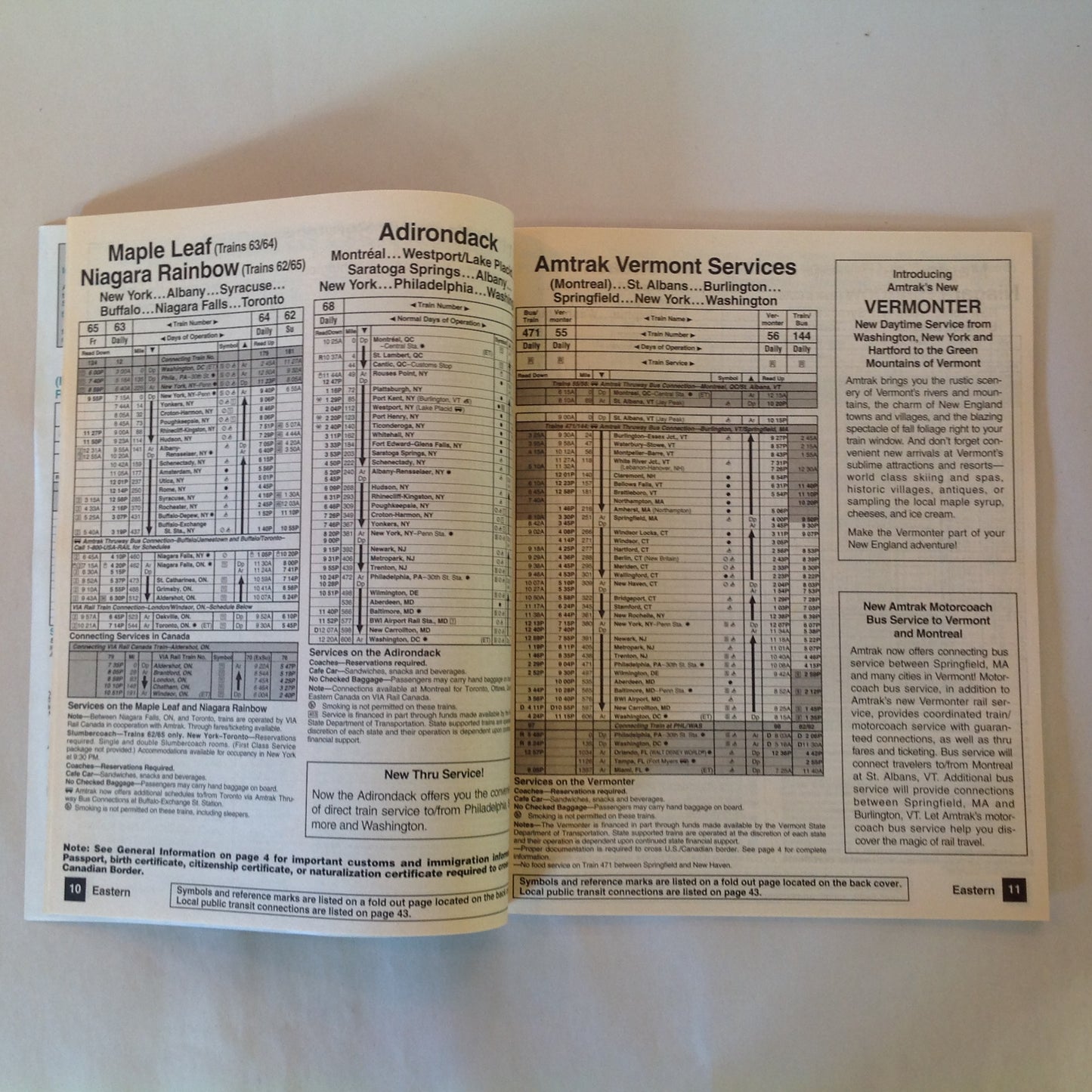 Vintage Spring 1995 Amtrak National Timetable Railroad Train Schedule Route USA