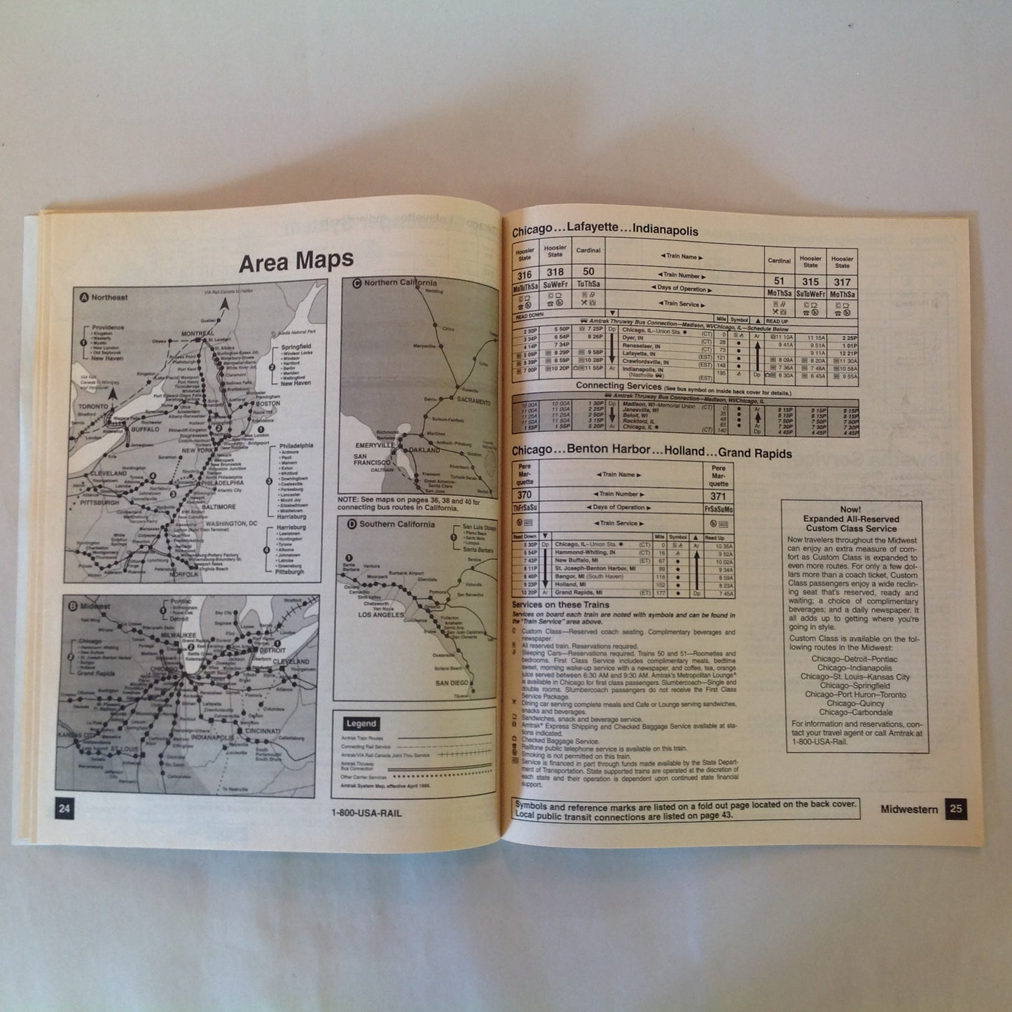Vintage Spring 1995 Amtrak National Timetable Railroad Train Schedule Route USA