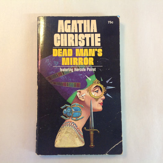 Vintage 1971 Mass Market Paperback Dead Man's Mirror featuring Hercule Poirot Agatha Christie Dell First