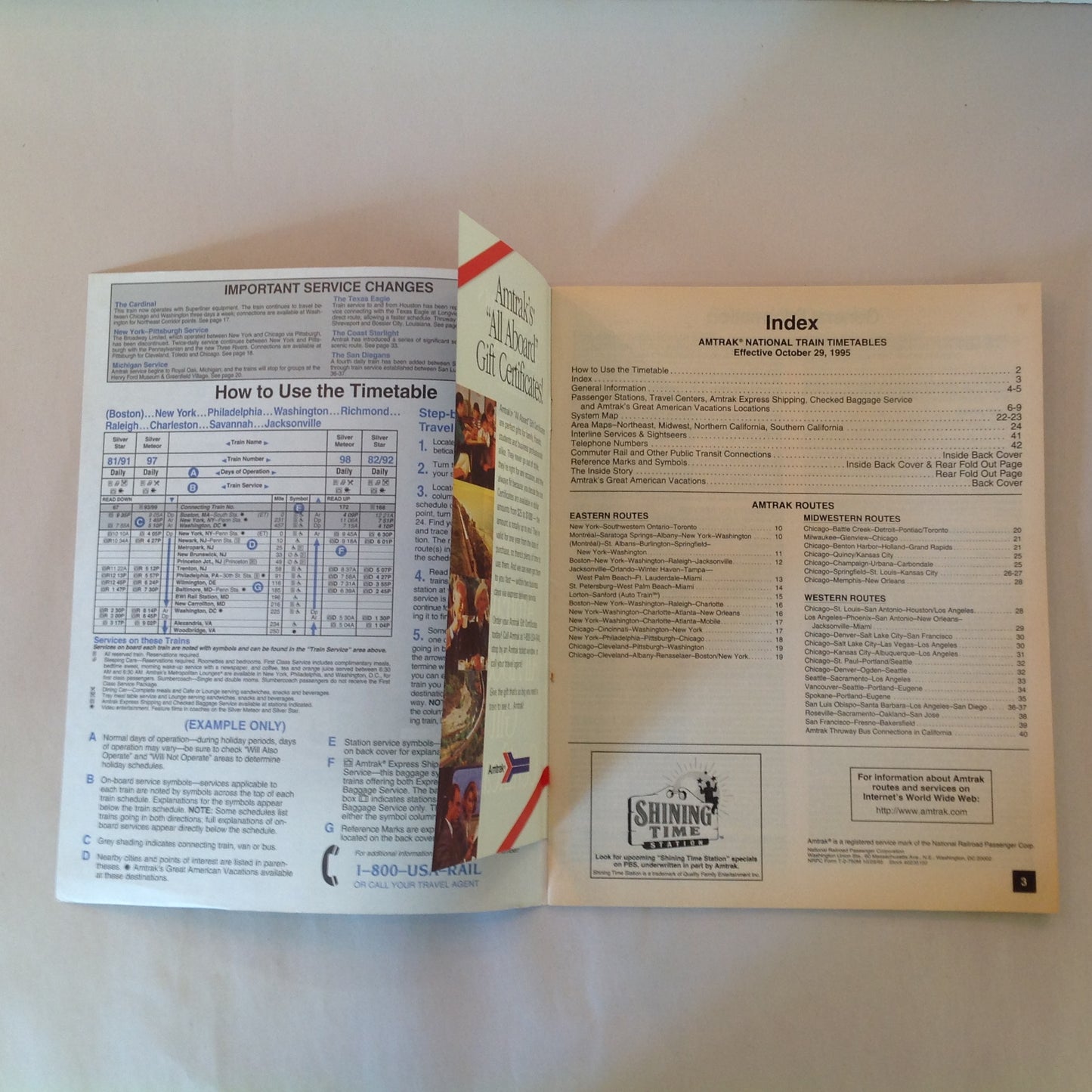 Vintage Fall/Winter 1995 Amtrak National Timetable Train Railroad Schedule Route